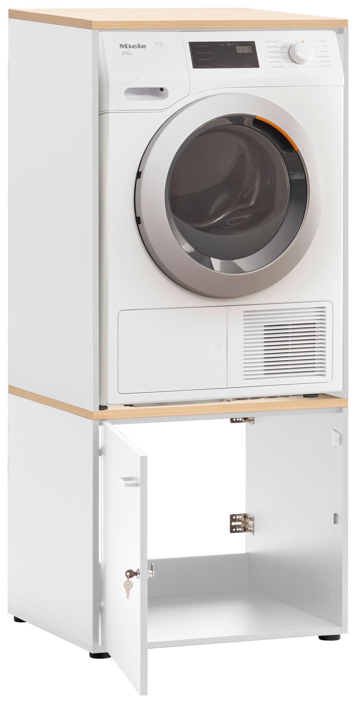 Waschmaschinenschrank Eichefarben/Weiß B: 67,1 cm - Eichefarben/Schwarz, MODERN, Holzwerkstoff (67,1/154,7/60cm) - MID.YOU