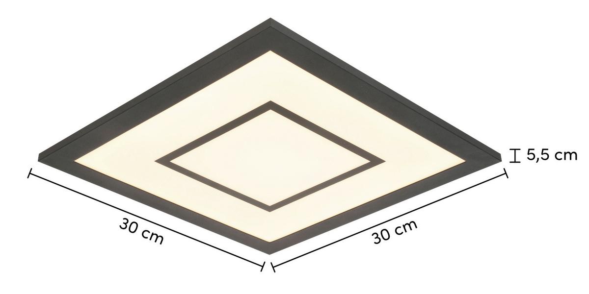 STROPNÍ LED SVÍTIDLO Prem, 35/35/6cm - černá, Moderní, kov/plast (30/30/5,5cm) - Modern Living