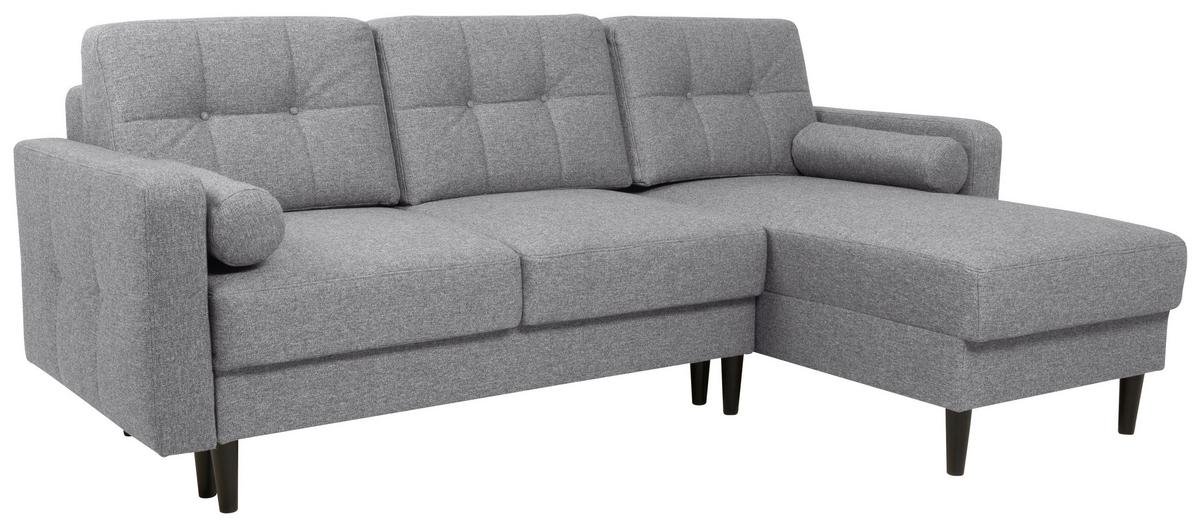 Eckschlafsofa Noret Hellgrau S: 223/157 cm - Dunkelgrau/Schwarz, KONVENTIONELL, Textil (223/157cm) - MID.YOU