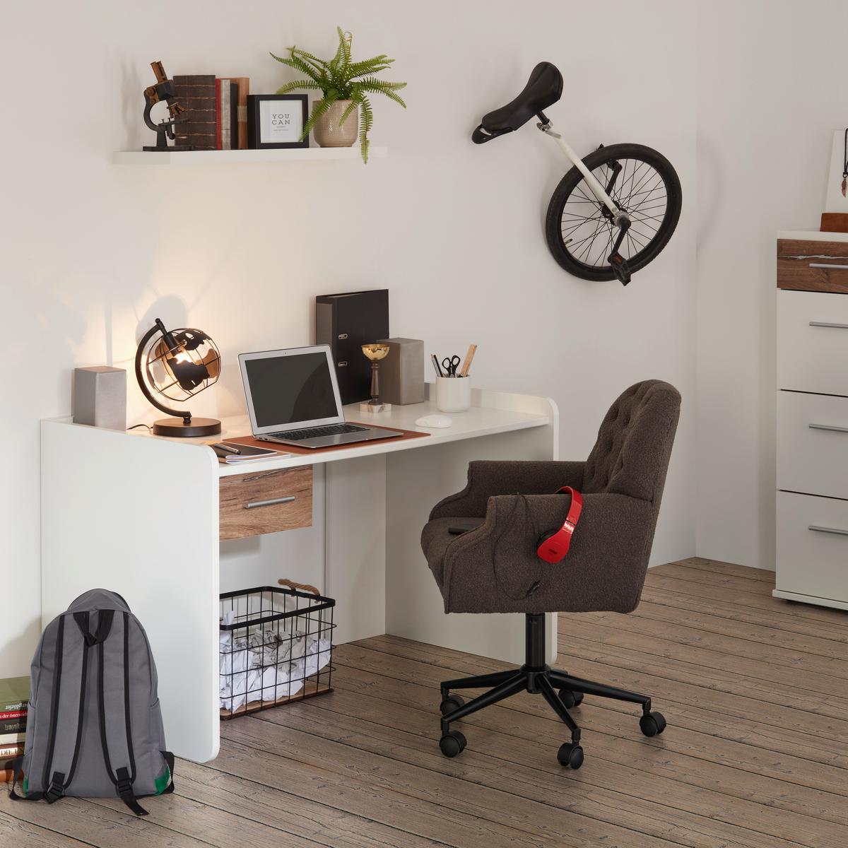 Psací stůl YOUNG dekor bílá/dub Flagstaff - bílá/barvy dubu, Konvenční, kompozitní dřevo/plast (125/77/70cm)