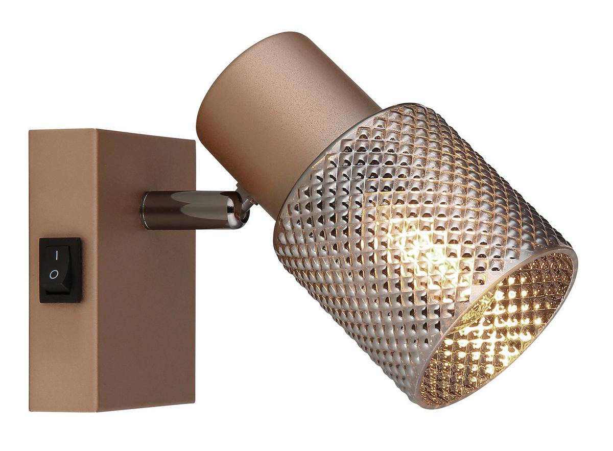 Spotlámpa Biha - krómszínű/barna, Modern, üveg/fém (7/12cm) - James Wood