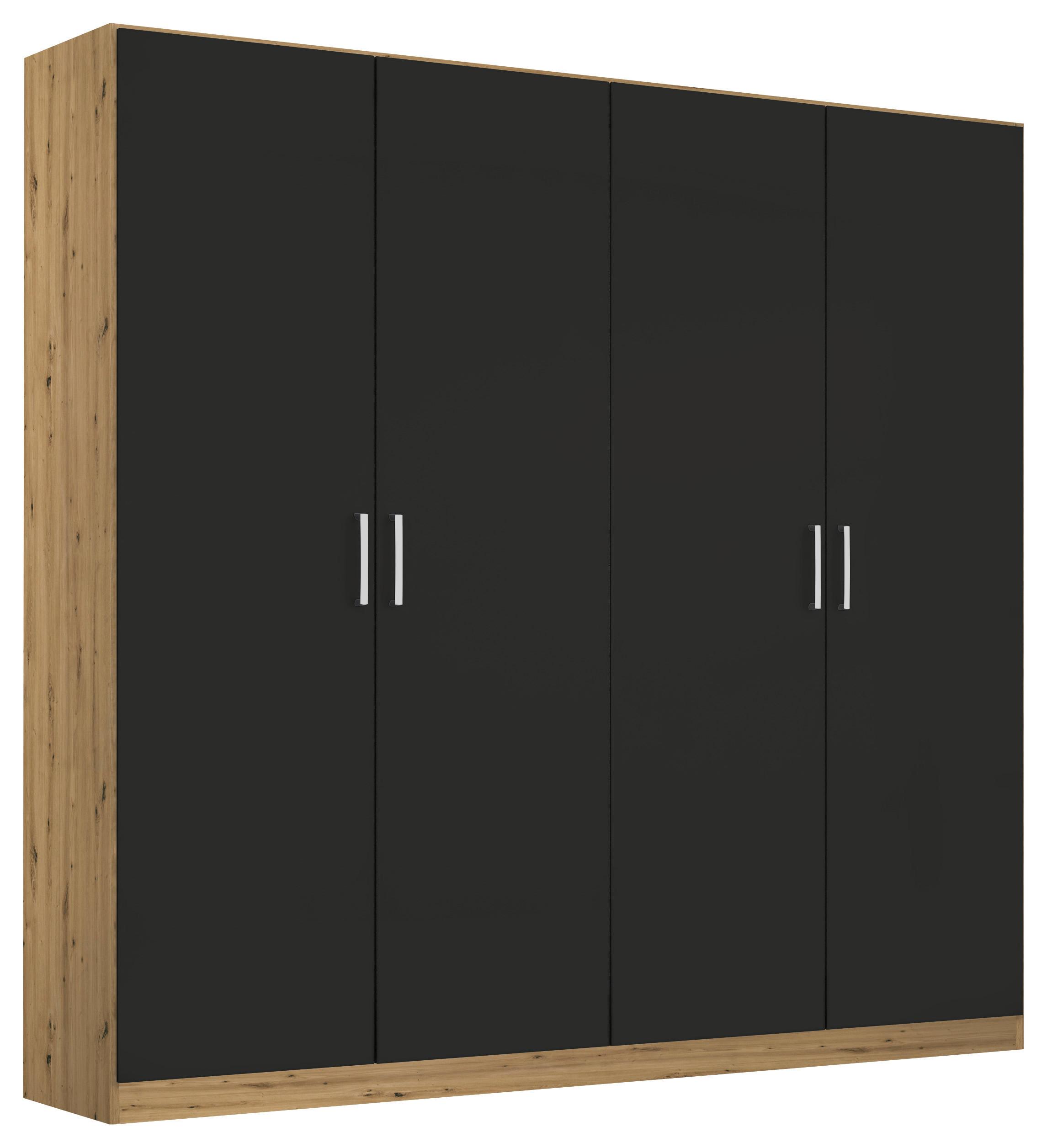 Skriňa s otočnými dverami dub Artisan/sivá 181cm - sivá/chrómová, Modern, kompozitné drevo/plast (181/197/54cm) - Rauch Möbel