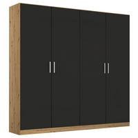 Skriňa s otočnými dverami dub Artisan/sivá 181cm - sivá/chrómová, Modern, kompozitné drevo/plast (181/197/54cm) - Rauch Möbel