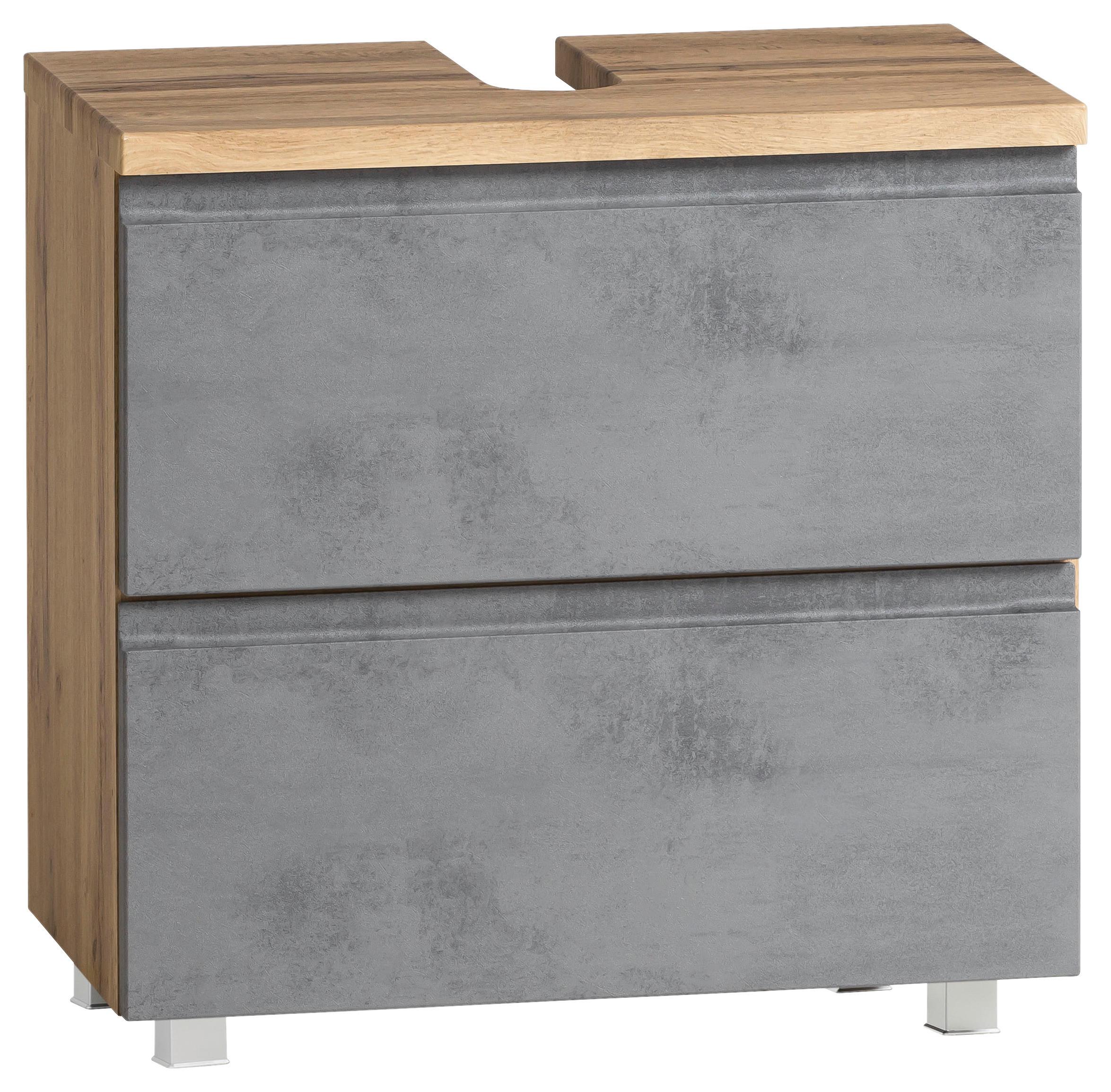 Waschbeckenunterschrank Varese B: 60 cm Hellgrau/Eiche Wotan