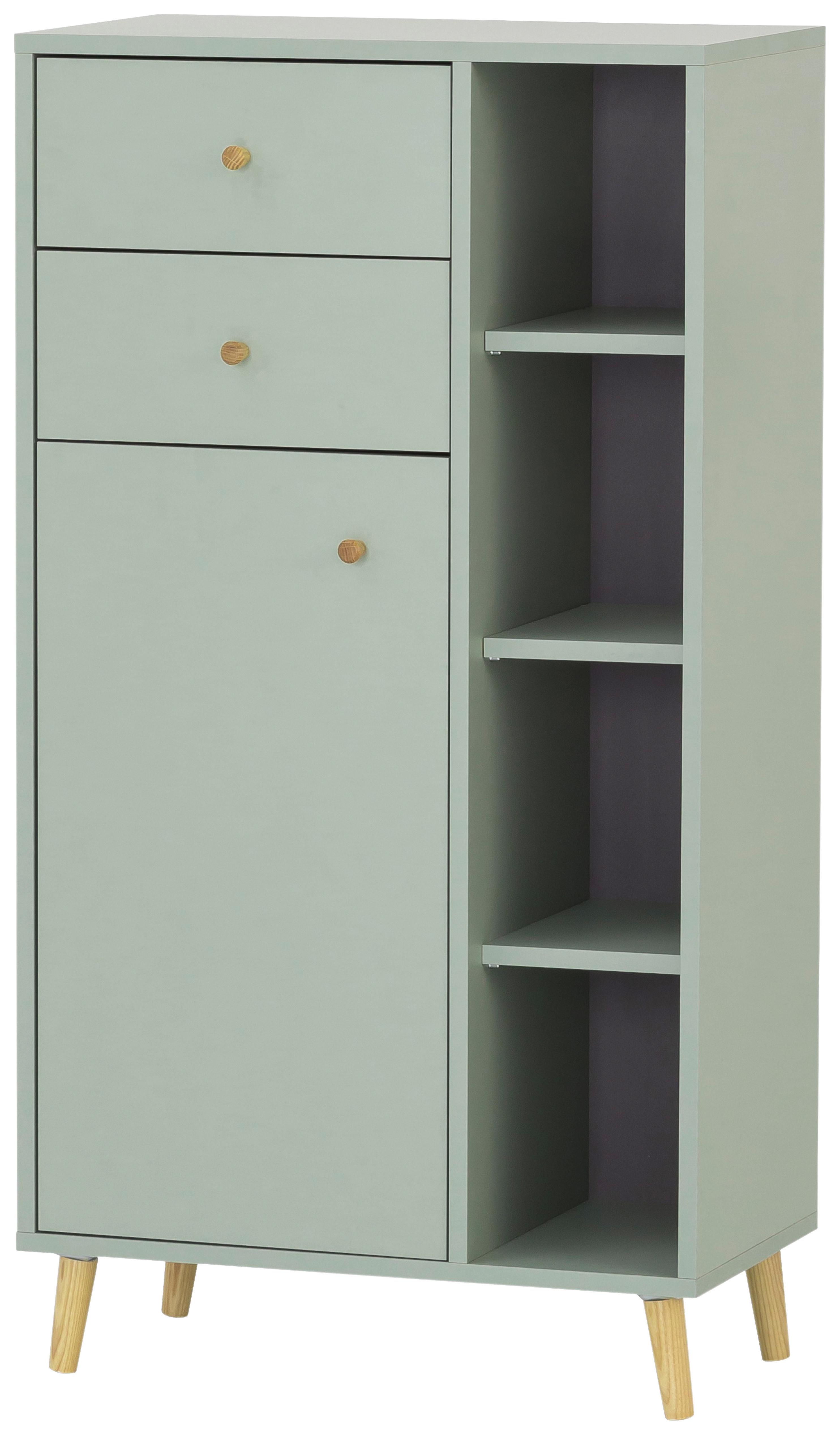 Midischrank Bjarne BxH: 60,2x 113,4 cm Grün/Eiche - Jadegrün/Salbeigrün, MODERN, Holzwerkstoff (60,2/113,4/33,1cm) - MID.YOU