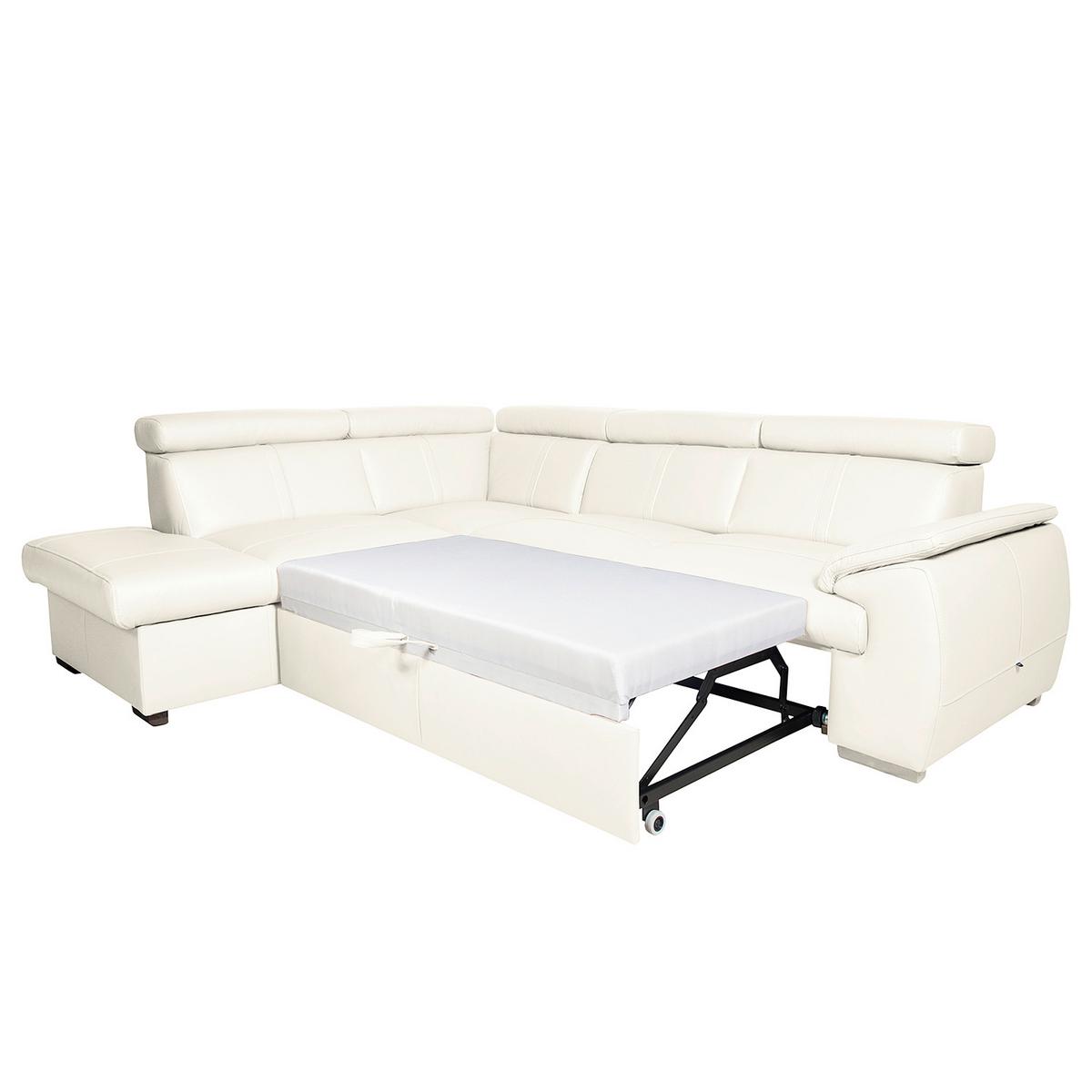 Ecksofa City Weiß B: 211x265 cm - Wengefarben/Weiß, Design, Leder (211/265cm) - Livetastic