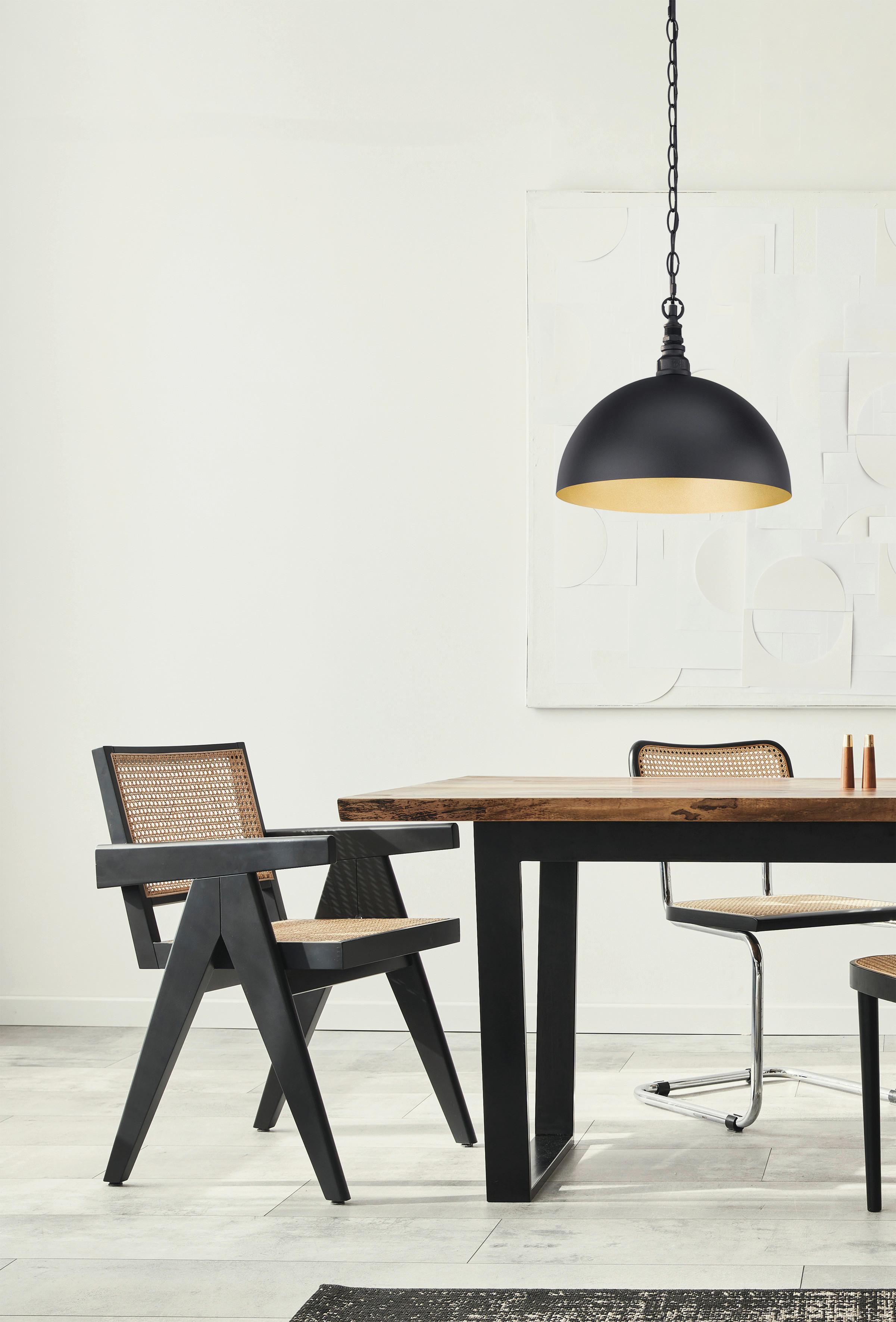 Hängeleuchte Leitung H:140 cm 1-Flammig, Schwarz Metall - Schwarz, LIFESTYLE, Metall (35/140cm) - Fischer & Honsel