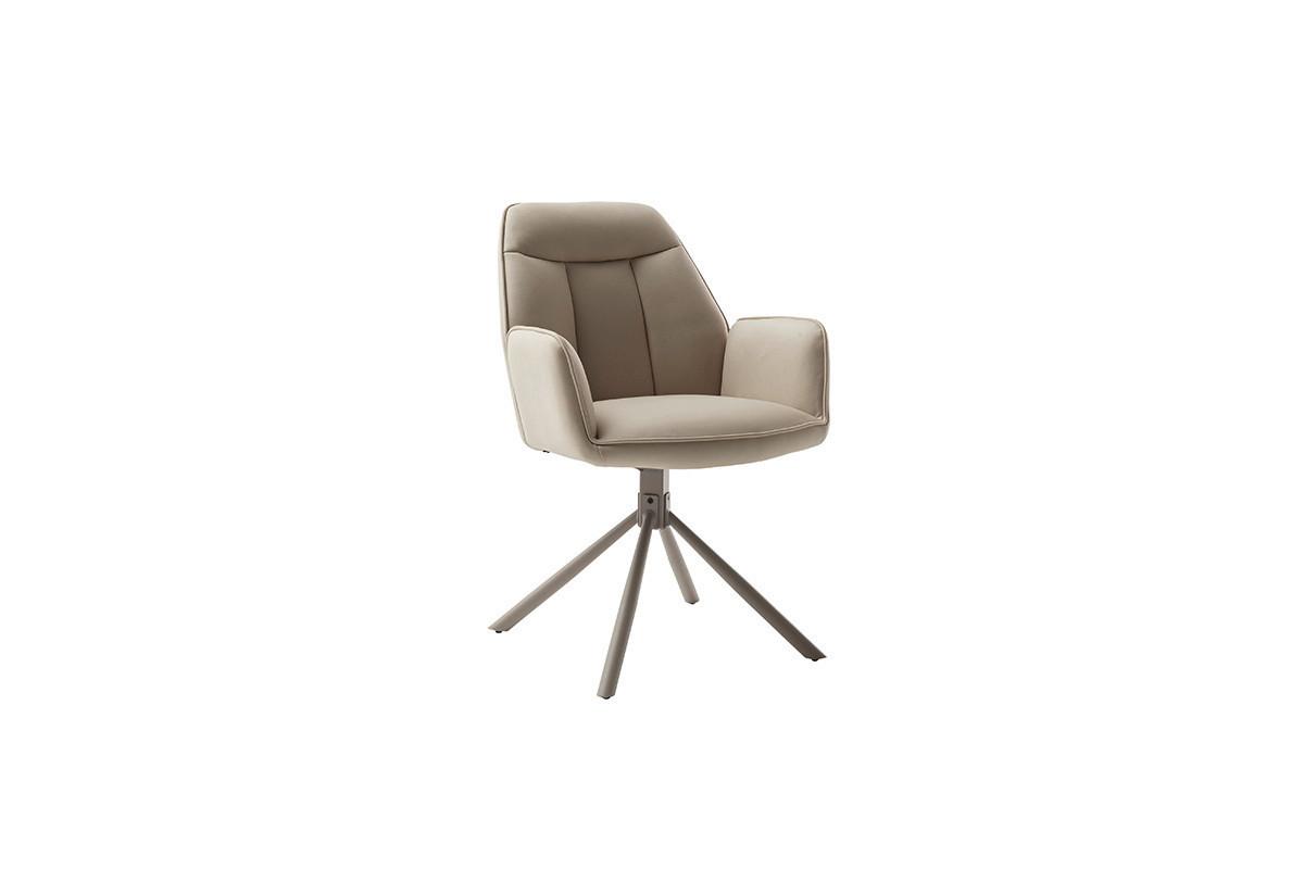 Armlehnstuhl Rafaela Taupe B: 62 cm 180°drehbar - Taupe/Cappuccino, Trend, Textil/Metall (62/89/64cm)