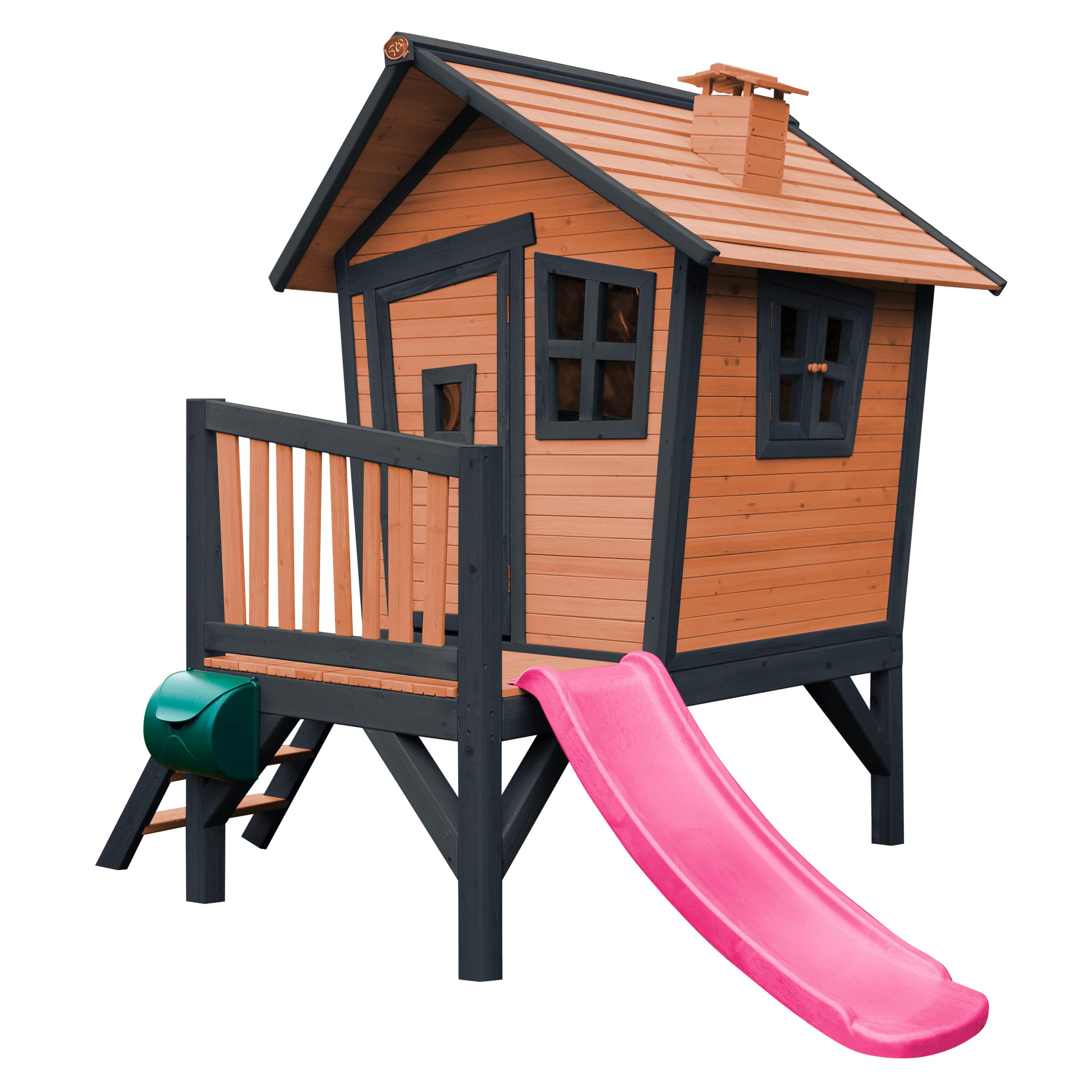 Spielhaus Natur, Rosa L: 177 B: 264 H: 203 - Anthrazit/Lila, LIFESTYLE, Holz/Kunststoff (177/264/203cm)