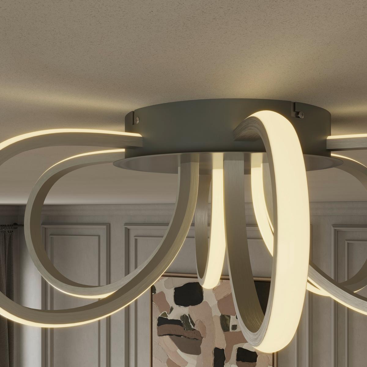 LED-DECKENLEUCHTE CASEY - Silberfarben/Nickelfarben, Basics, Kunststoff/Metall (55l) - Luca Bessoni