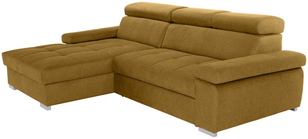 Ecksofa Mit Bettkasten Perry Ecrufarben 292x183 Cm - Ecru/Silberfarben, Design, Textil (183/292cm) - Livetastic