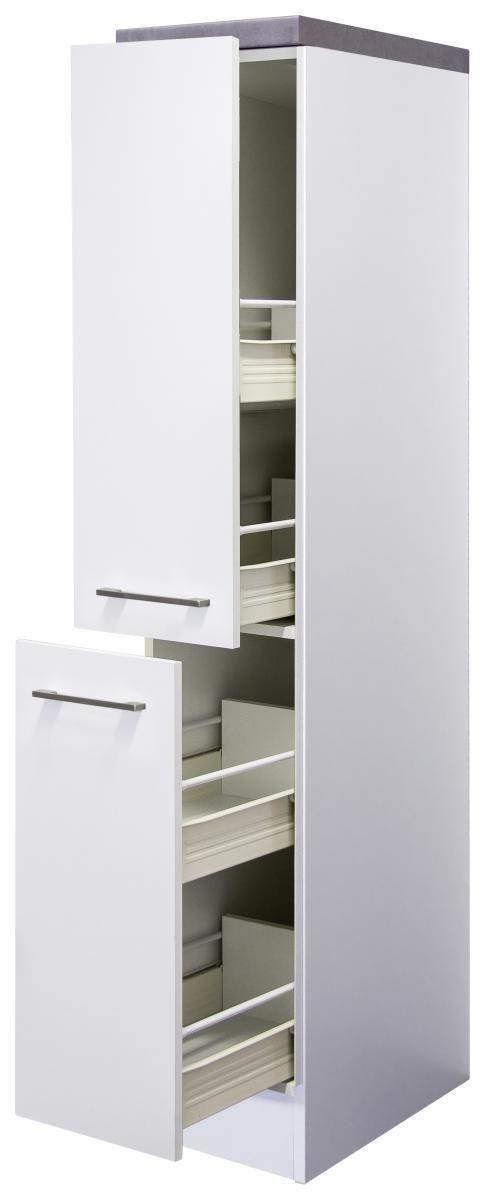 Potravinová skrinka Neo - biela/farba ušľachtilej ocele, Modern, kov/kompozitné drevo (30/162/57cm) - FlexWell
