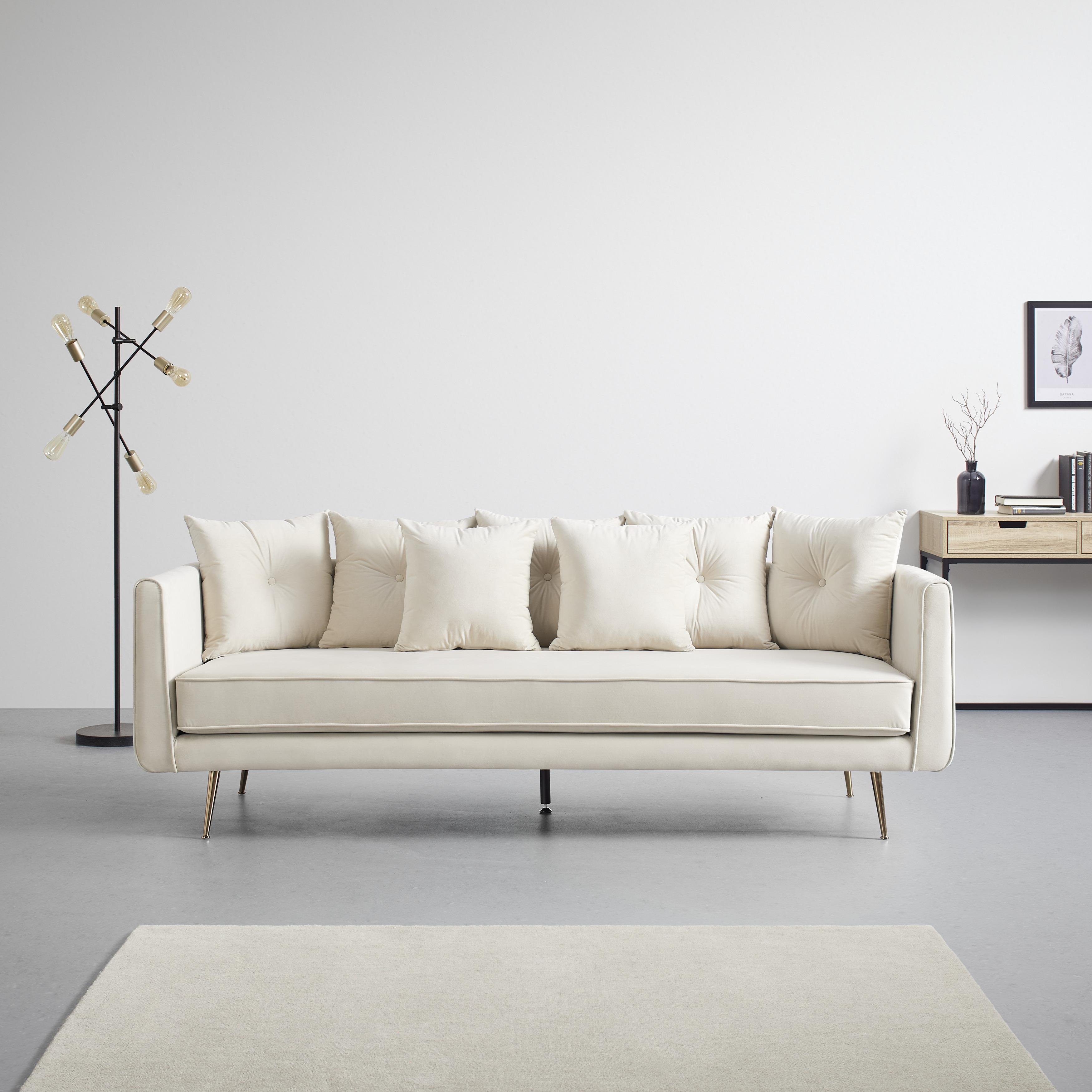 Elegantní Pohovka Luis Béžová - barvy zlata/béžová, Moderní, kov/dřevo (225/87/87cm) - Bessagi Home