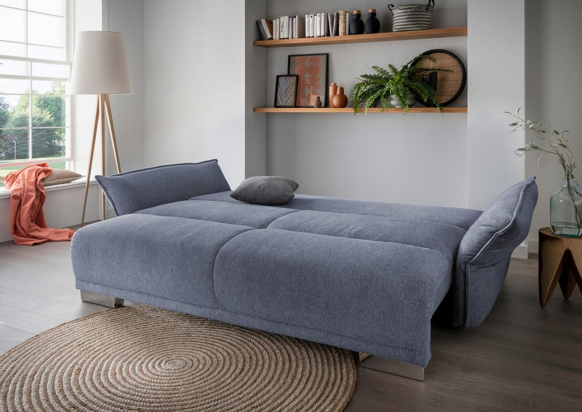 Bigsofa Pera, Hellblau B: 242 cm - Chromfarben/Silberfarben, MODERN, Textil (242/71/90/131cm) - Livetastic