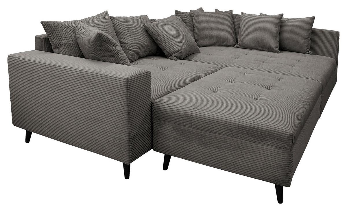 Ecksofa Pruno, Grau S: 247x174 Cm - Schwarz/Grau, Design, Textil (247/174cm) - MID.YOU