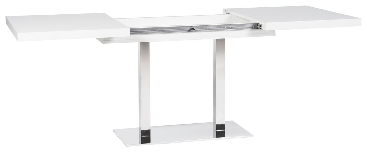 Kihúzható Étkezőasztal Quadrato - nemesacél/fehér, Modern, faalapú anyag/fém (120/80/75cm)
