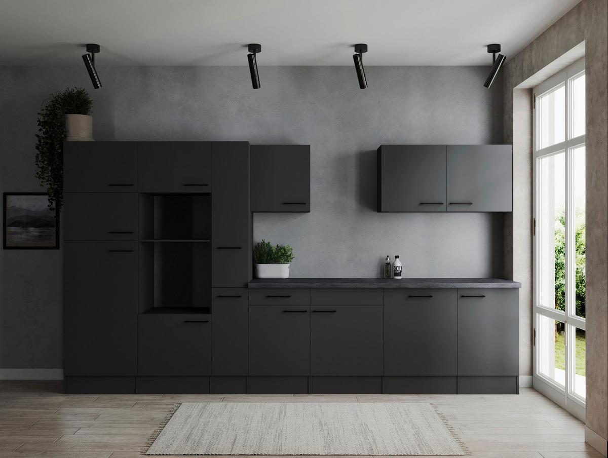 Küchenleerblock Oliver Dunkelgrau B: 370 Cm - Dunkelgrau/Grau, Design, Holzwerkstoff (370cm) - Respekta