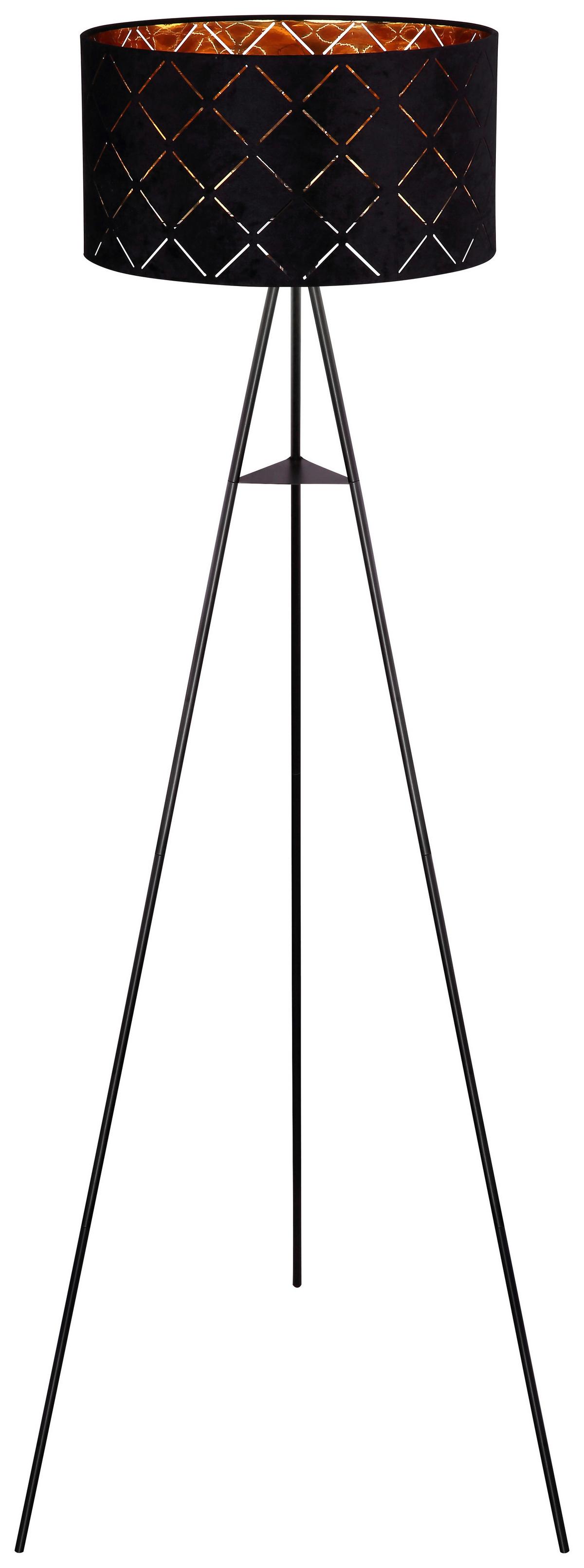 Stehlampe Schwarz mit Fußschalter - Schwarz, Design, Textil/Metall (69/149cm) - Globo