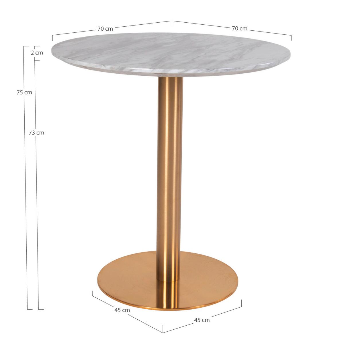 Esstisch Bolzano Grauweiß B: 70 cm - Messingfarben/Grauweiß, MODERN, Holzwerkstoff/Metall (70/70/75cm) - MID.YOU