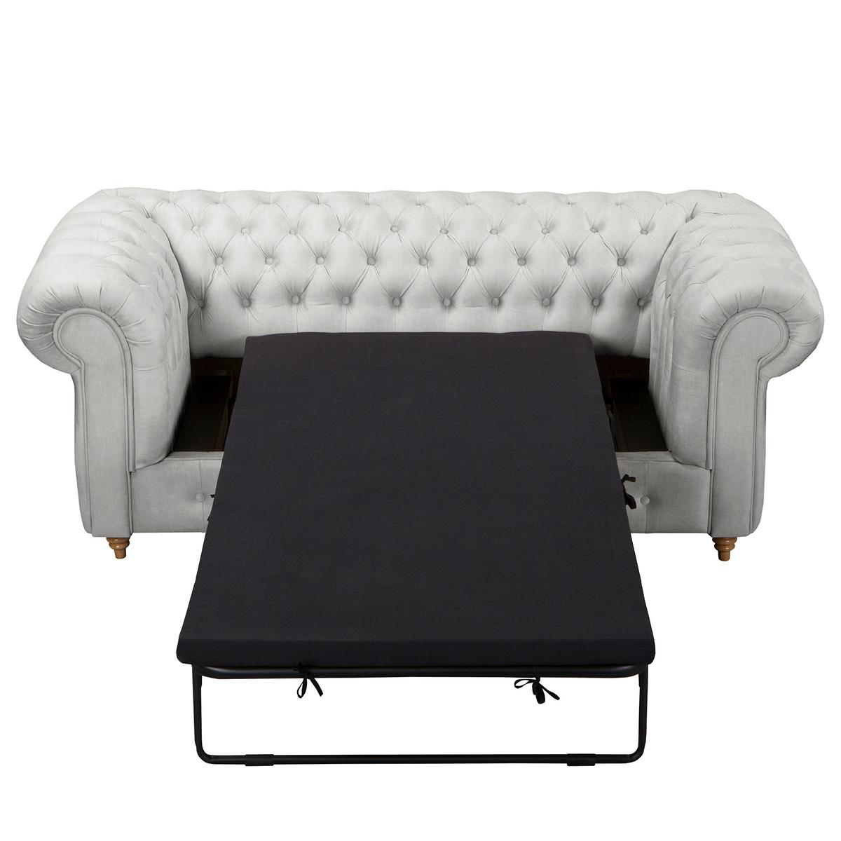 Schlafsofa Laura Hellgrau, B: 190cm - Hellgrau/Braun, Design, Textil (190/74/91cm) - P & B