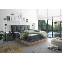 Boxspringbett Mit Topper, Bettkasten 180x200 Preston - Anthrazit, MODERN, Holz/Holzwerkstoff (180/200cm) - Livetastic