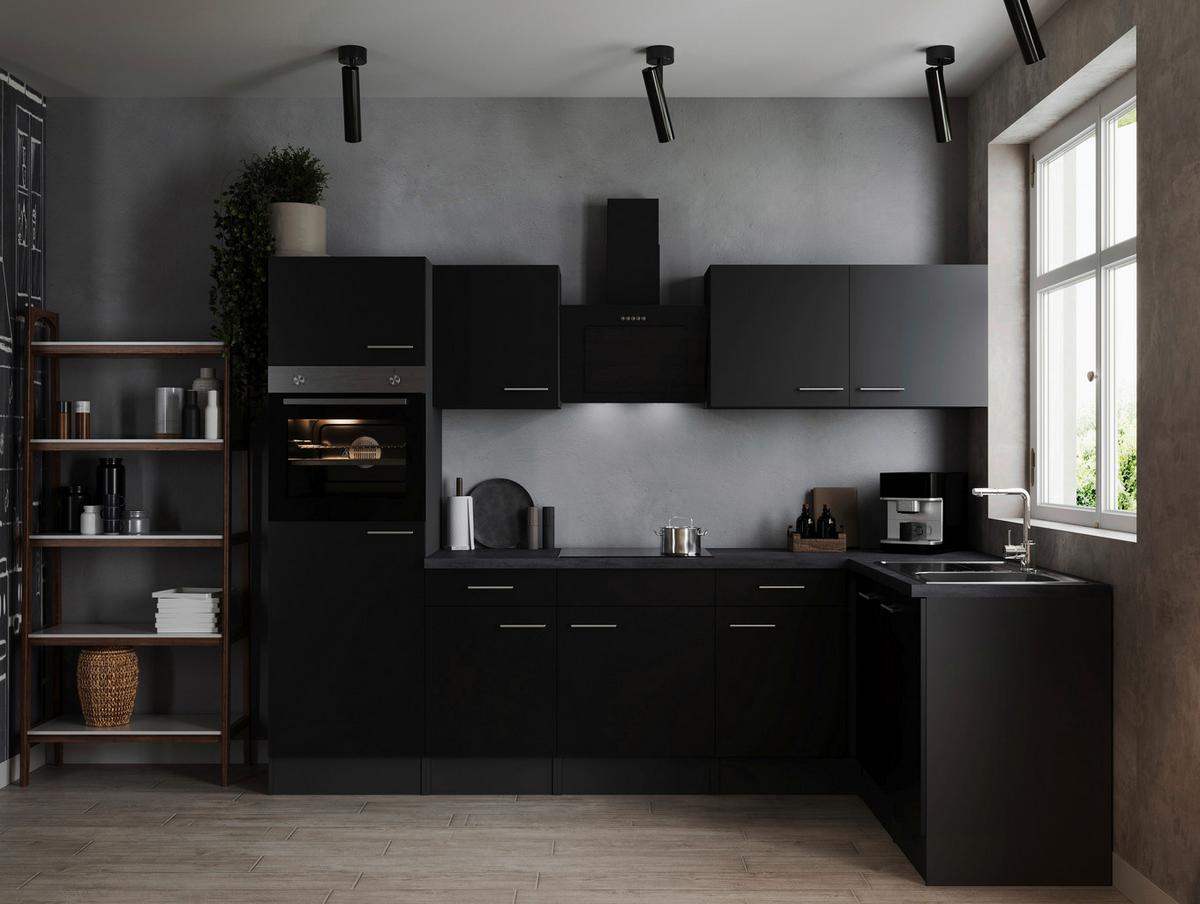 Eckküche Oliver Schwarz, Grau S: 280x172 Cm - Schwarz/Grau, Design, Holzwerkstoff (280/172cm) - Respekta