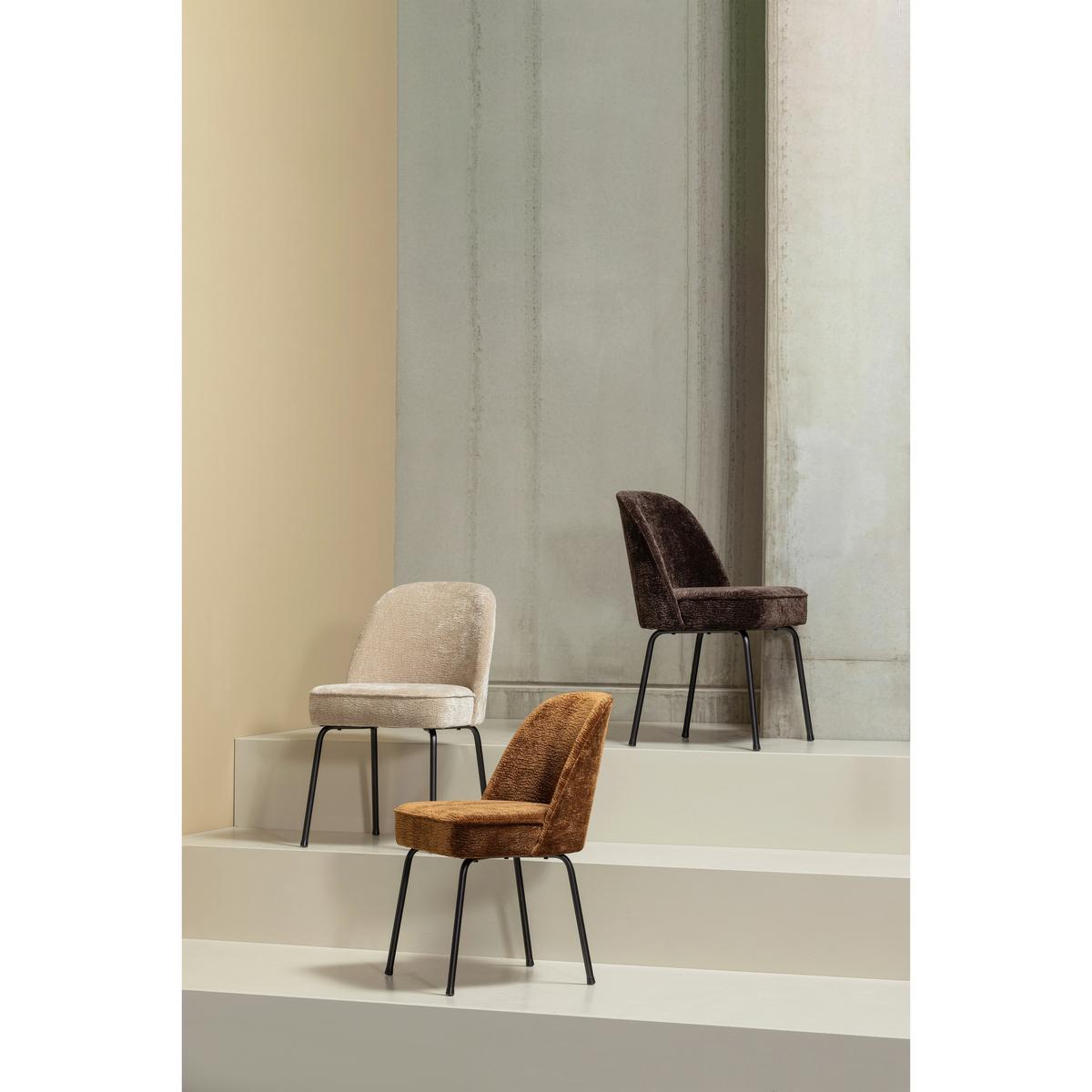 Stuhl-Set Vogue Braun B: 50cm - Schwarz/Braun, MODERN, Textil/Metall (50/83/57cm) - Livetastic