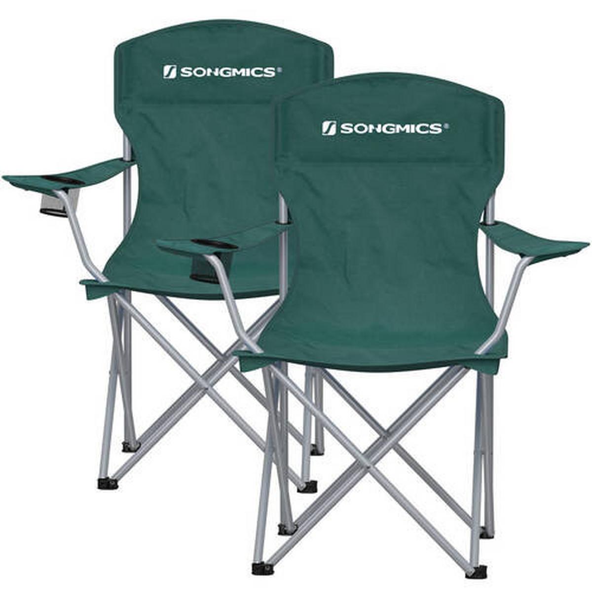 Campingsessel 2-Tlg. Set, inkl. Tragetasche, B: 86 cm - Dunkelgrün/Silberfarben, Basics, Textil/Metall (86/97/54cm) - Modante