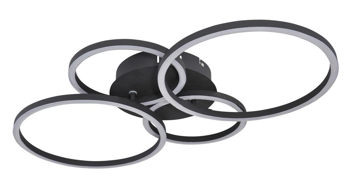 Led-deckenleuchte 67233-40s Kendy - Schwarz, Design, Kunststoff/Metall (65,5/40,6/7,5cm) - Globo
