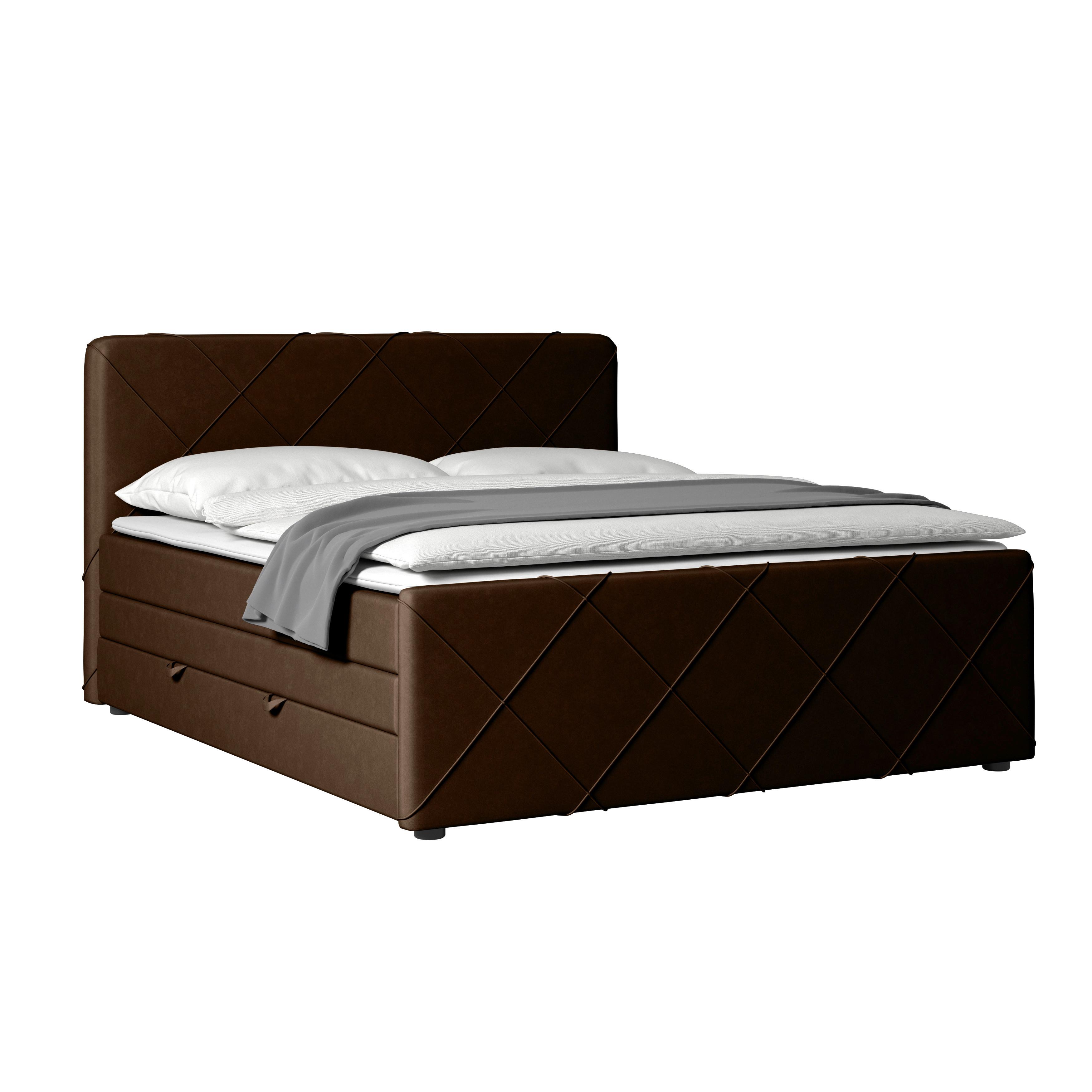 Boxspringbett mit Bettkasten Cordoba 180x200 cm Braun - Schwarz/Braun, MODERN, Holz/Textil (180/200cm) - MID.YOU