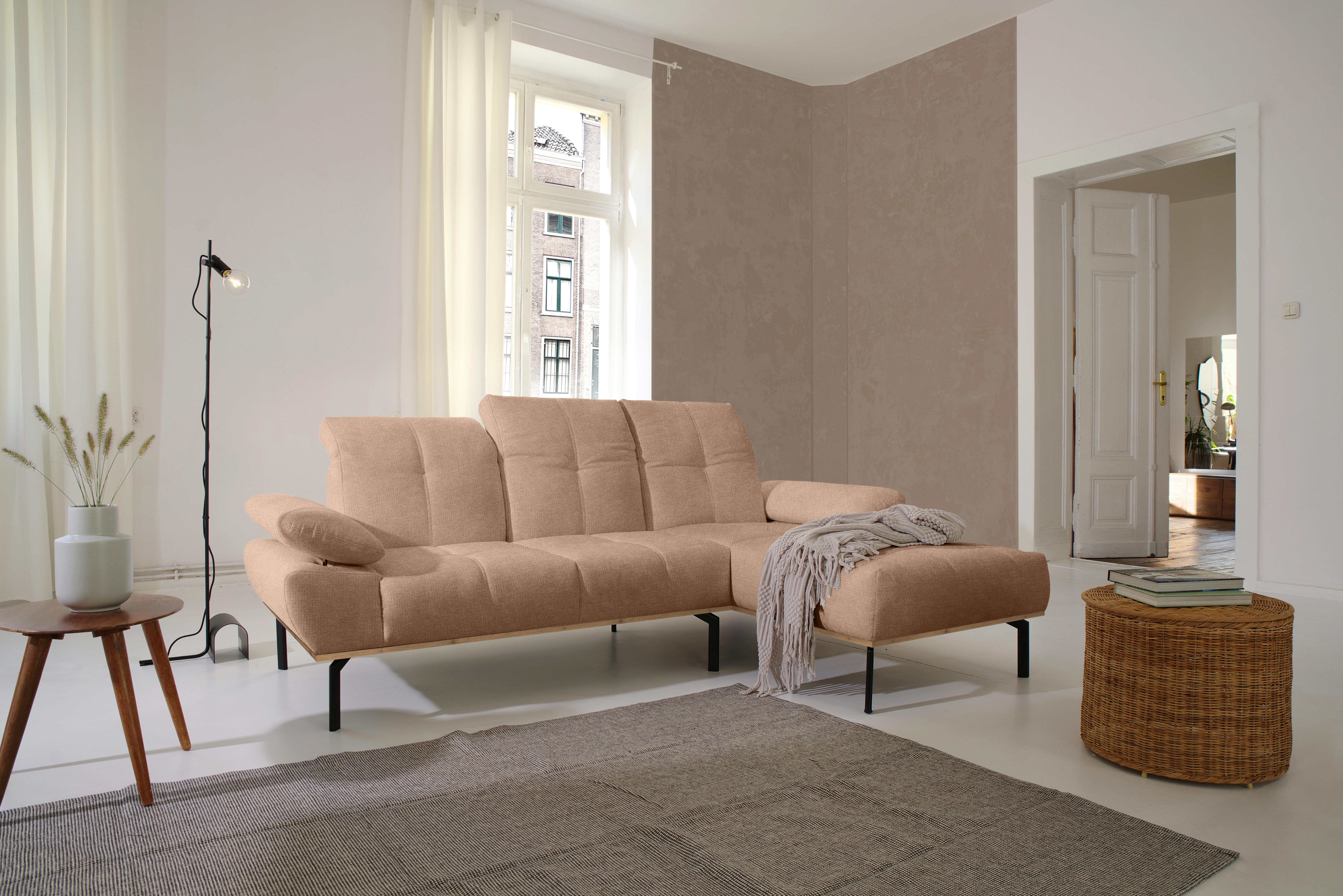 Ecksofa Rotbraun S: 242x170 cm - Wildeiche/Rotbraun, Design, Holz/Textil (242/170cm) - MID.YOU