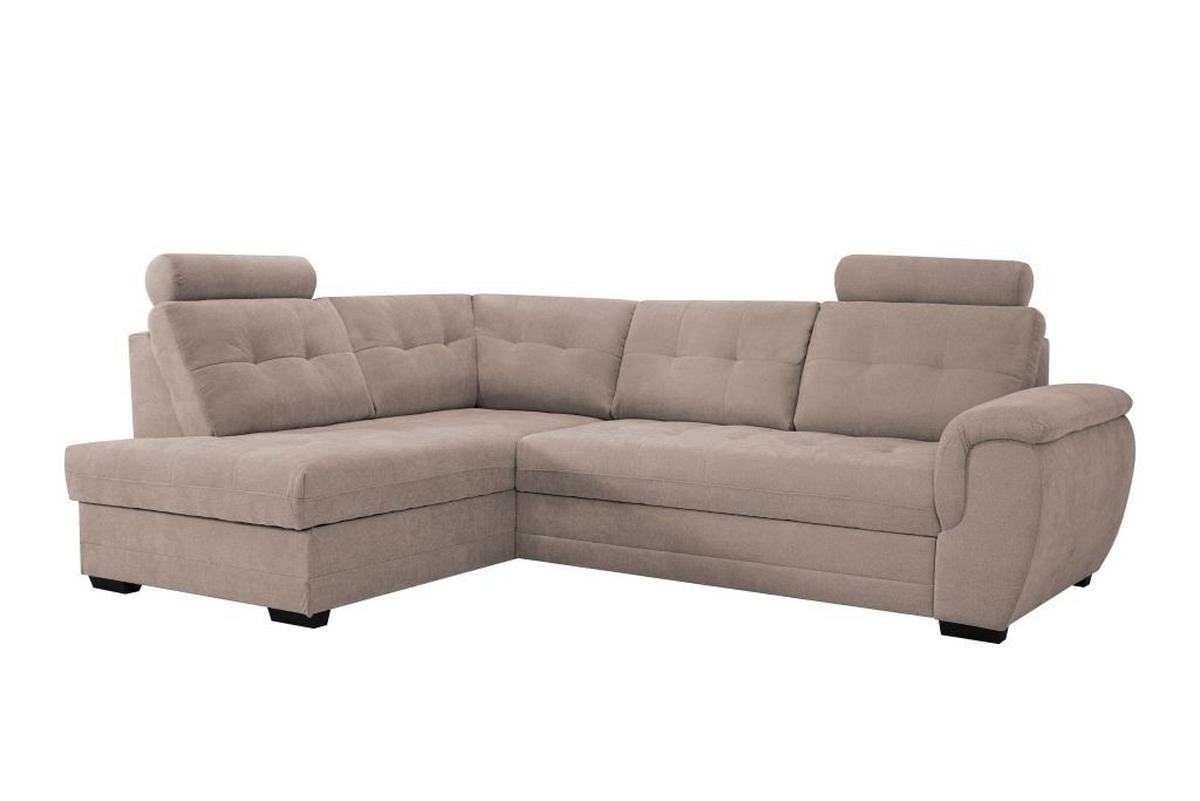 Rohová sedačka FALCO, ľavá, sivobéžová ženilka,2x op.hlavy - čierna/sivobéžová, Konventionell, drevo/kompozitné drevo (183/251cm) - Ondega