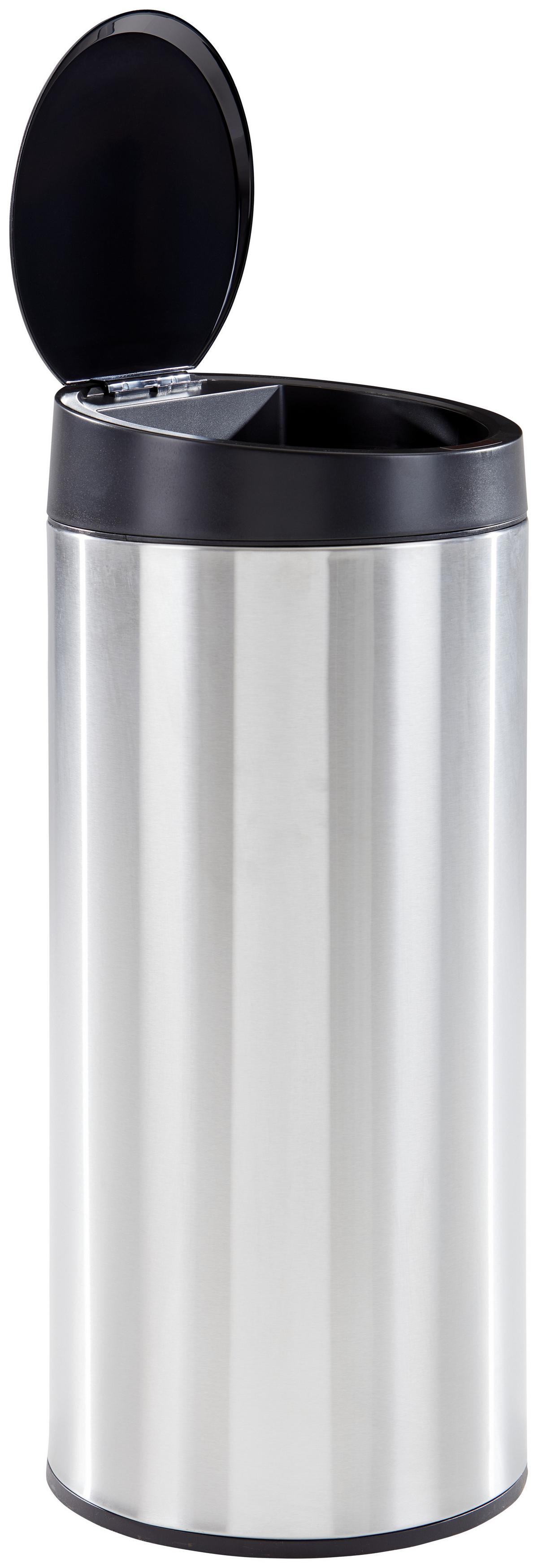 Mülleimer Carlee Mit Sensor 30 L Metall Silber - Silberfarben/Schwarz, Basics, Kunststoff/Metall (29,5/68cm) - Homezone