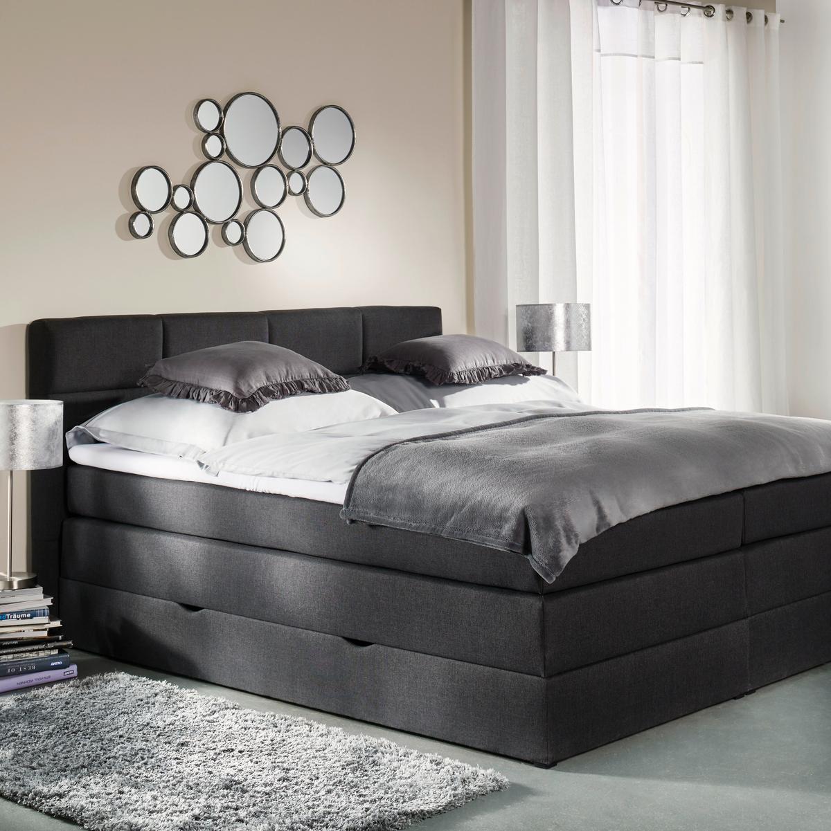 Čalúnená boxspring posteľ Greta, 180x200, tmavosivá - tmavosivá, Modern, drevo/kompozitné drevo (180/200cm) - Bessagi Home