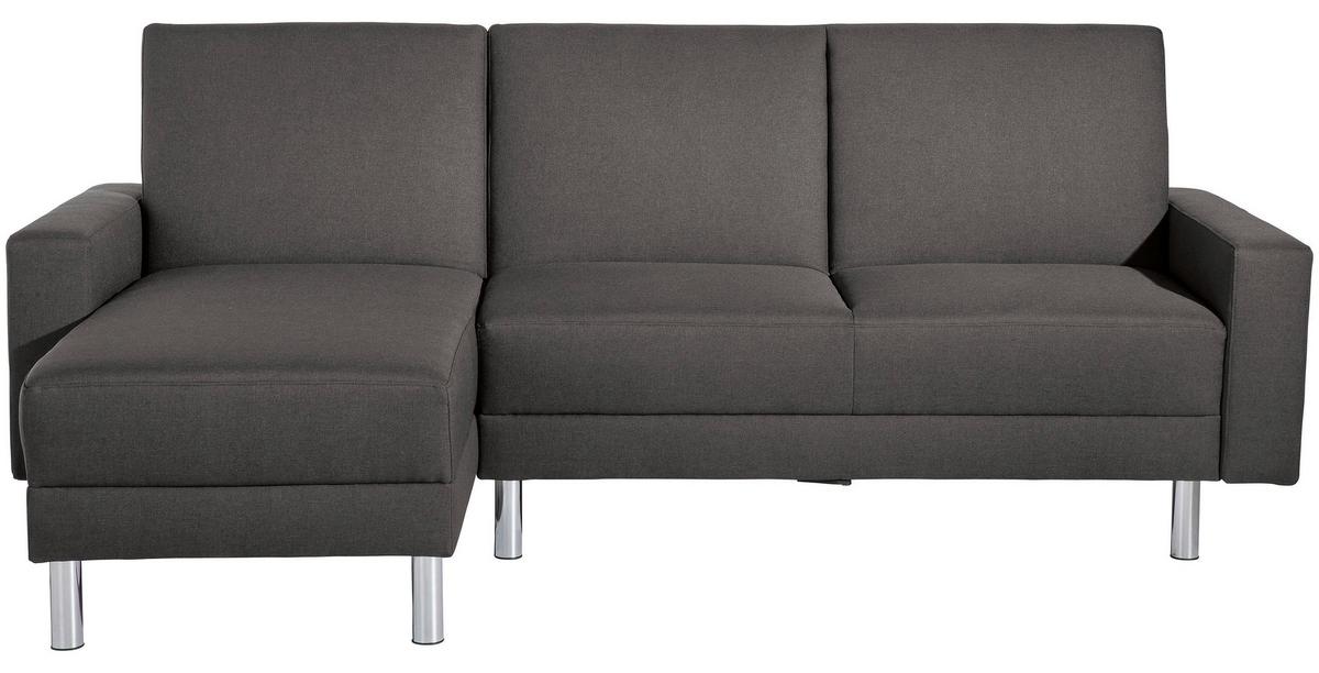 Ecksofa mit Schlaffunktion Just Fashion Anthrazit - Chromfarben/Anthrazit, KONVENTIONELL, Textil (152/230cm) - Max Winzer