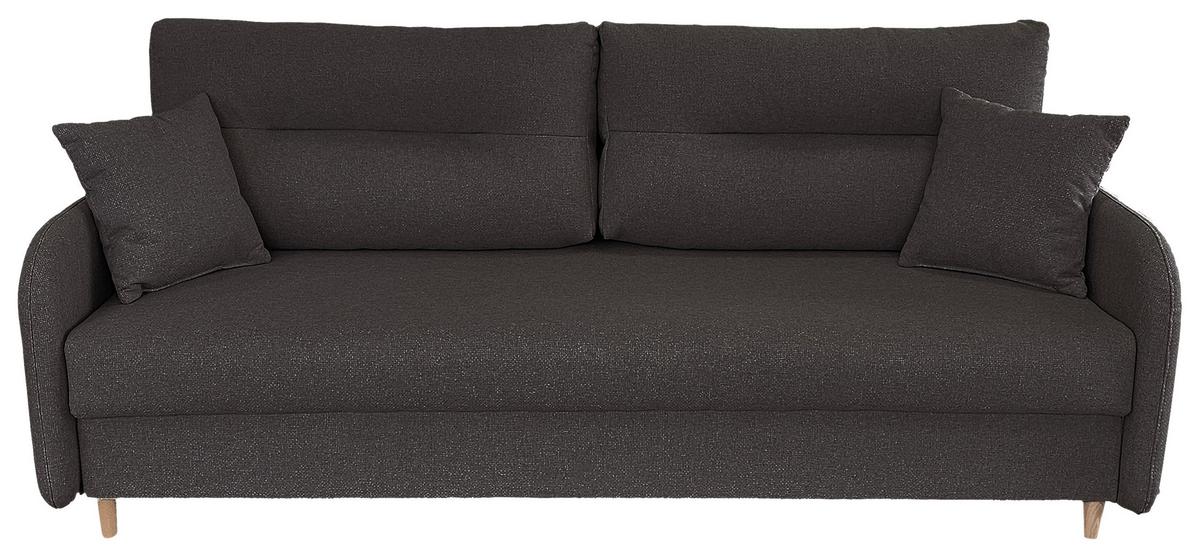 Schlafsofa Mit Bettkasten Vero Grau B: 206 Cm - Schwarz/Naturfarben, Design, Textil (206/88/93cm) - MID.YOU
