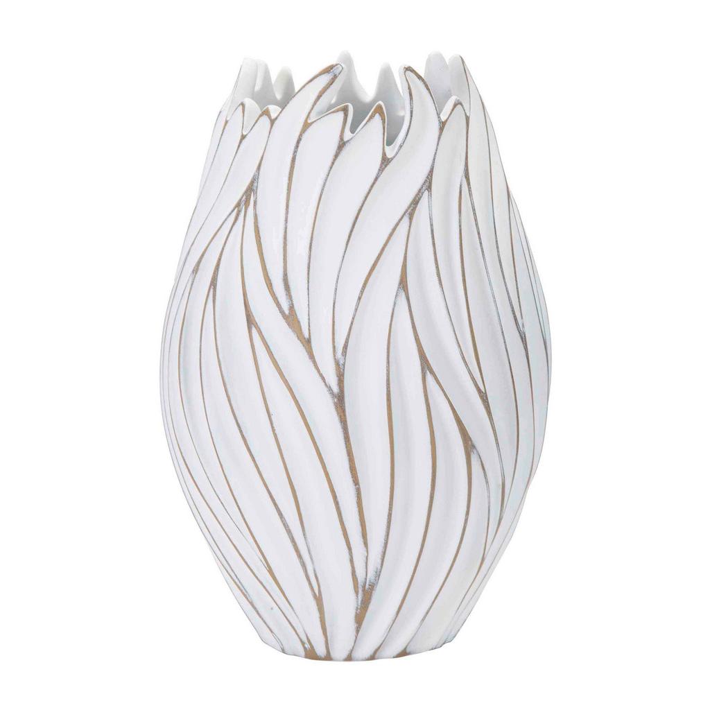 Vase Polyresin Honduras Weiß B: 27 cm