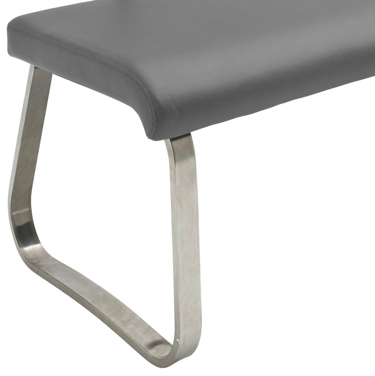 Sitzbank mit Lehne Grau Arco 175x86x59 cm - Edelstahlfarben/Grau, Design, Leder/Metall (175/86/59cm) - Livetastic