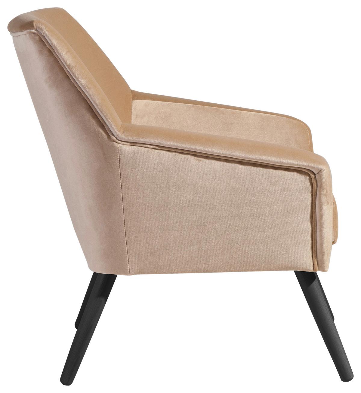 Polstersessel Mit Armlehnen Alegro Samt Sandfarben - Sandfarben/Schwarz, Design, Textil (67/81/71cm) - Max Winzer