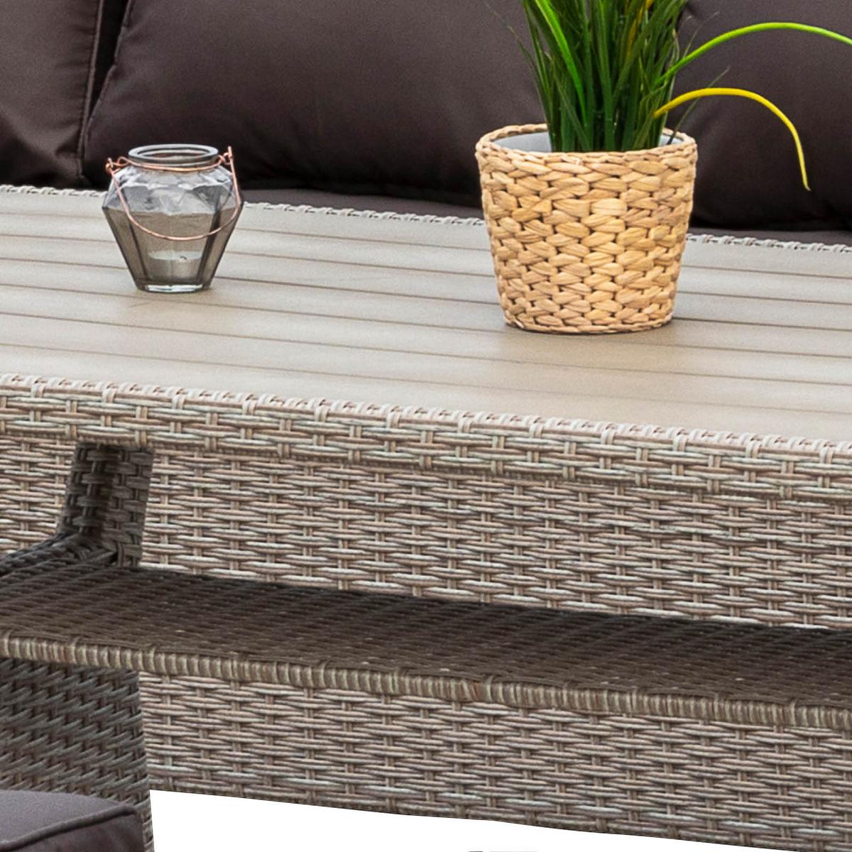 Loungegarnitur 5-Tlg. Palma Kunststoffgeflecht mit Kissen - Dunkelbraun/Naturfarben, KONVENTIONELL, Kunststoff/Textil (239/170cm) - Gardenson