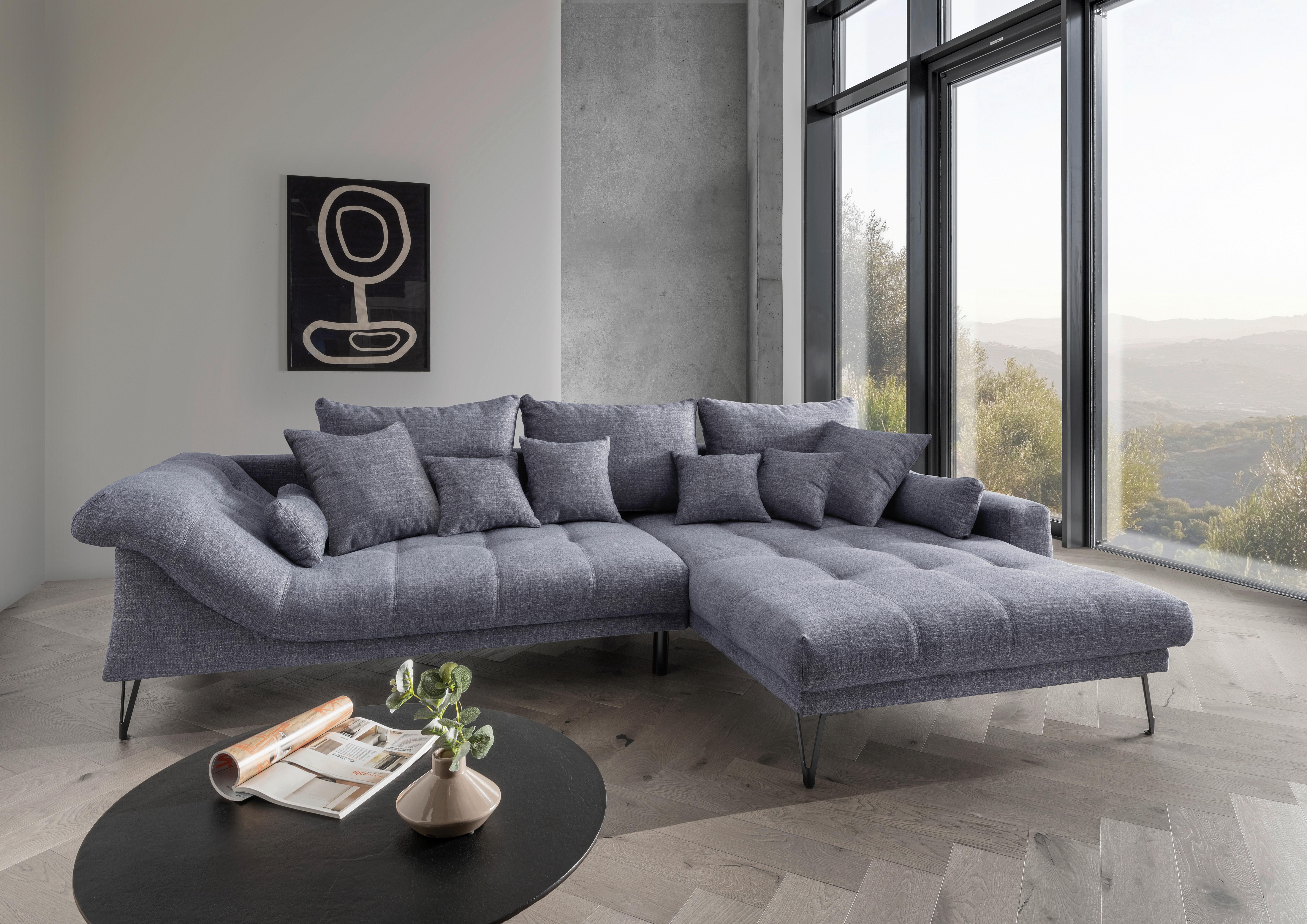 Ecksofa Garda, Blau S: 310x192 Cm - Blau/Schwarz, KONVENTIONELL, Textil (310/192cm) - Livetastic