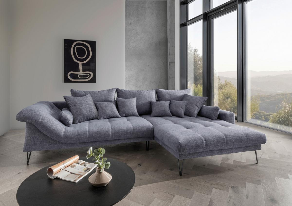 Ecksofa Garda, Blau S: 310x192 Cm - Blau/Schwarz, KONVENTIONELL, Textil (310/192cm) - Livetastic