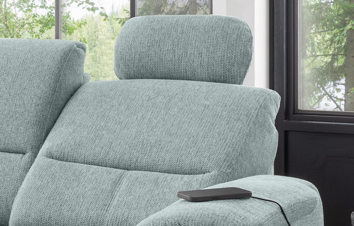Ecksofa mit Stauraum Parole Graubraun Chenille - Chromfarben/Blau, KONVENTIONELL, Textil (184/231cm) - Livetastic