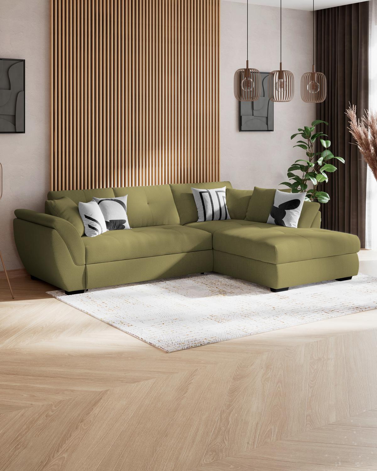 Rohová sedačka BERISSO, pravá, zelená - černá/zelená, Konvenční, textil (278/187cm) - Ondega