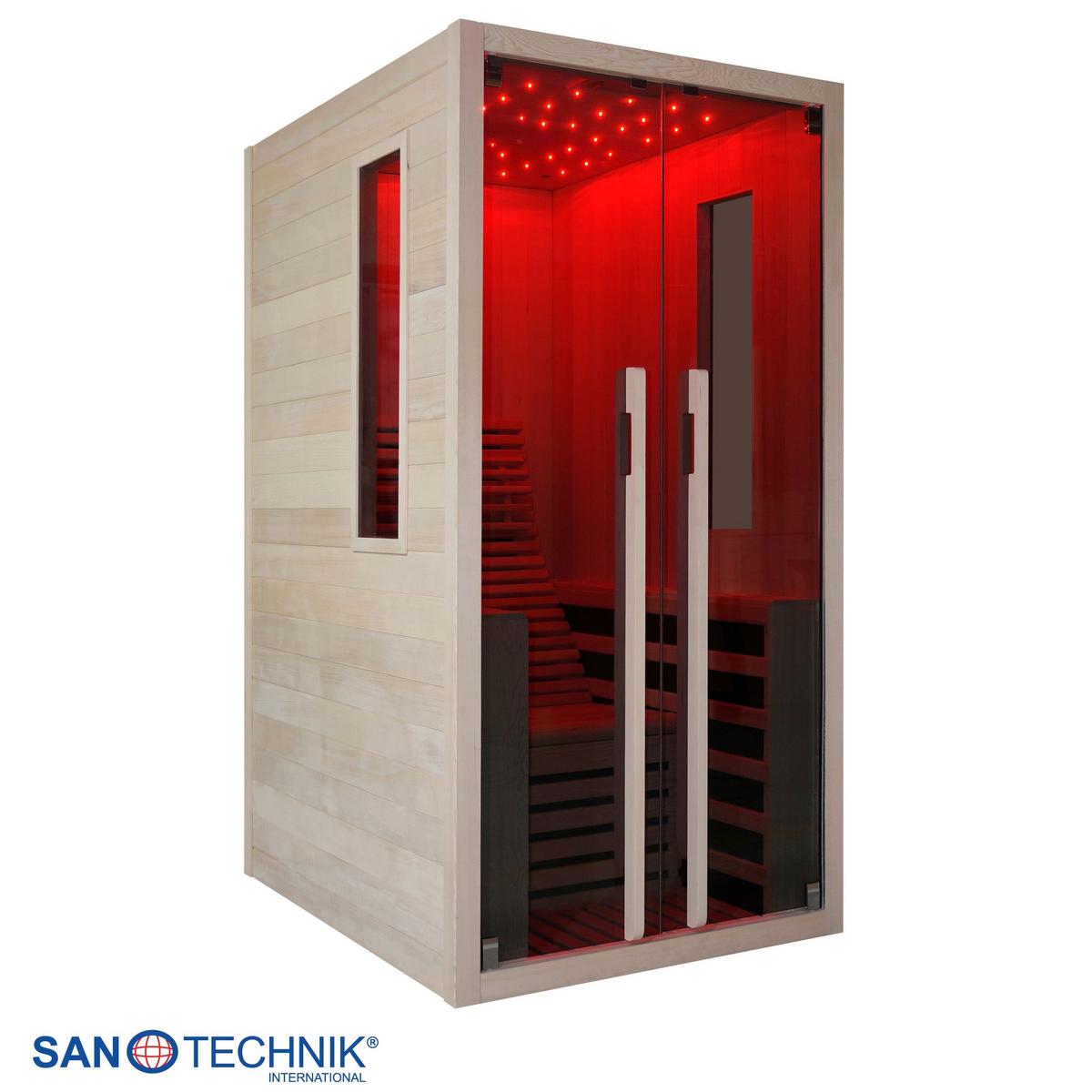 Infrarotkabine 1 Person 100x195x130 cm Carbon - Naturfarben, Basics, Holz (100/195/130cm) - Sanotechnik
