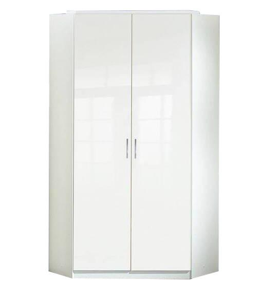 Rohová skriňa CLACK biela vysoký lesk - biela/biela s vysokým leskom, Basics, kompozitné drevo (95/198/95cm) - MID.YOU