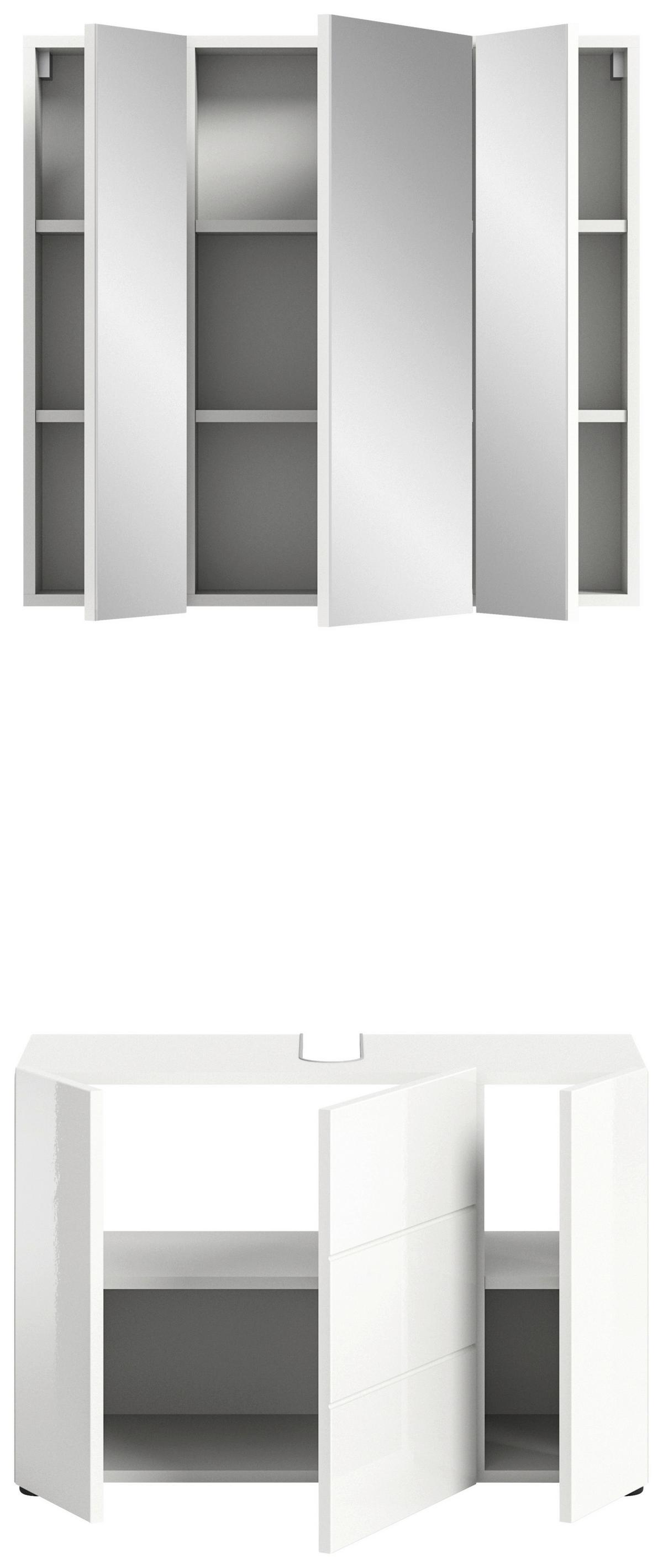 Badezimmer Vira - Weiß Hochglanz/Schwarz, MODERN, Holzwerkstoff (82cm) - MID.YOU