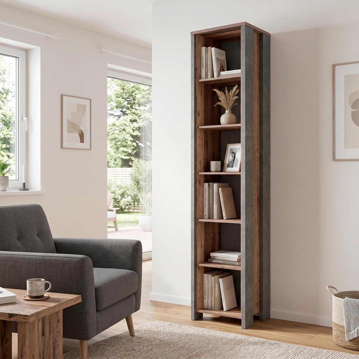 Regal Cliff B 46 cm Braun/Dunkelgrau - Dunkelgrau/Braun, KONVENTIONELL, Holzwerkstoff/Kunststoff (46/221/42cm) - MID.YOU