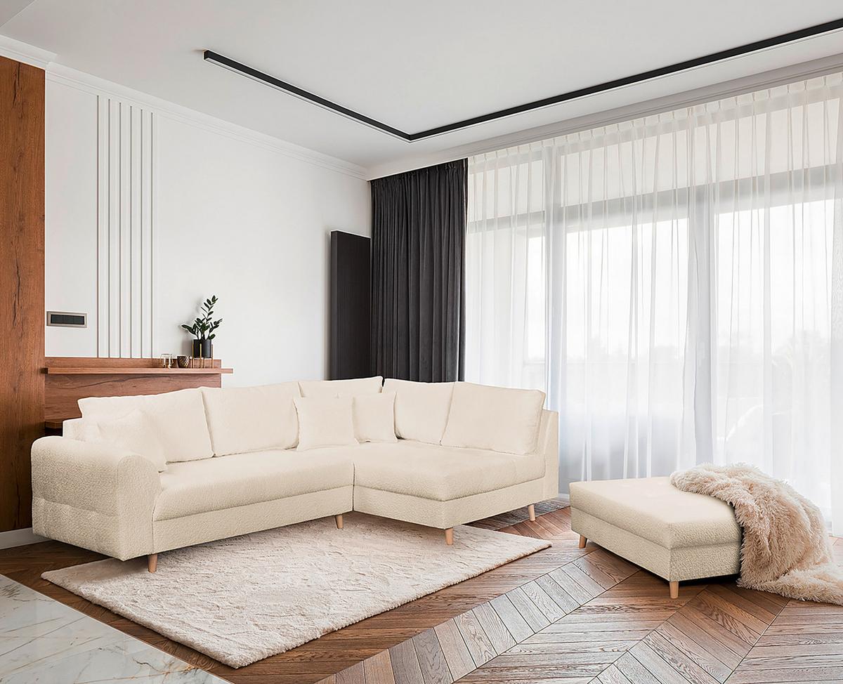 Ecksofa Ariella Weiß S: 231x161 cm - Naturfarben/Weiß, Design, Textil (231/161cm) - Livetastic