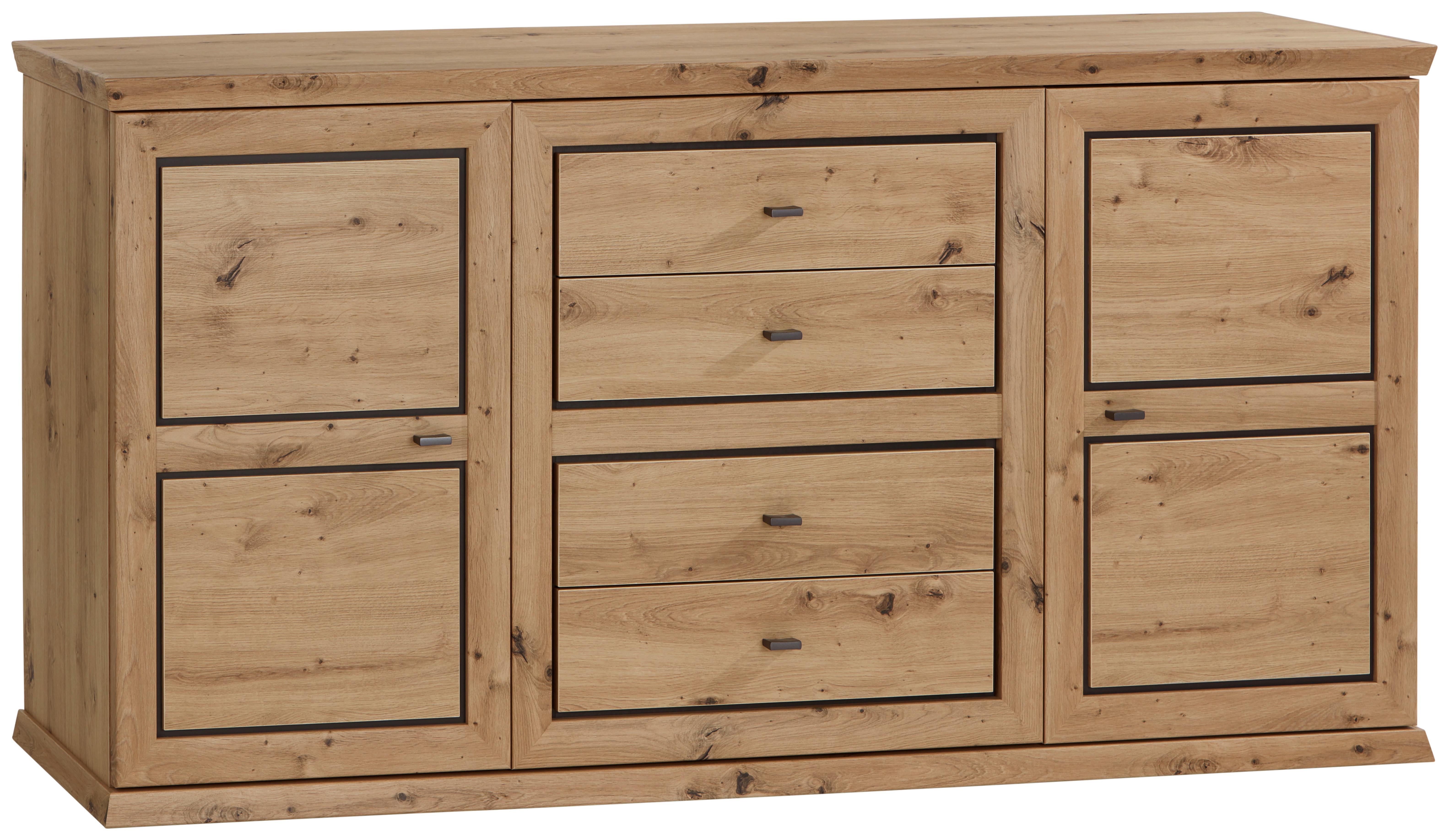 ŠIROKÁ KOMODA HARVEY - farba duba/antracitová, Lifestyle, kov/kompozitné drevo (160/89,5/43cm)